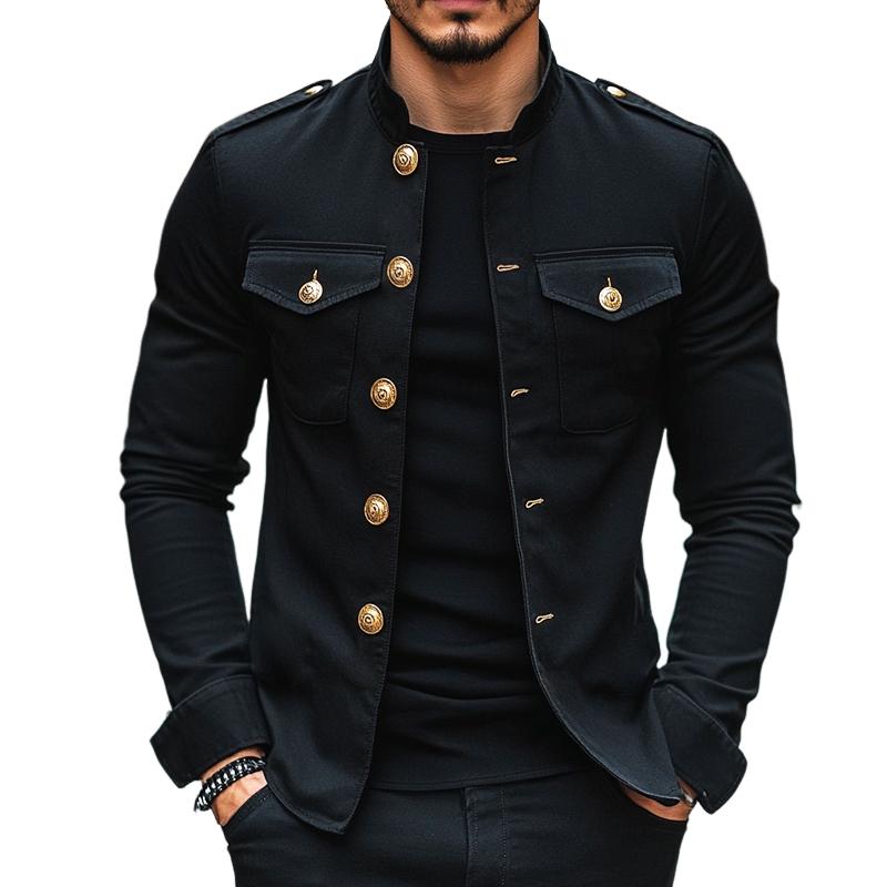 Men's Vintage Casual Solid Lapel Button Jacket 