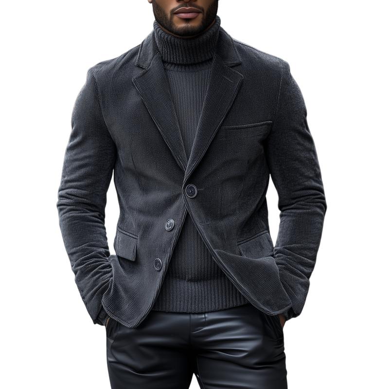 Men's Vintage Corduroy Notch Lapel Single Breasted Slim Fit Blazer 