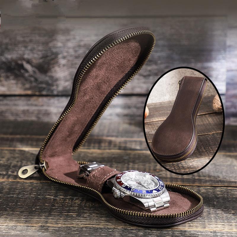 Men's Vintage Cowhide Watch Storage Bag 