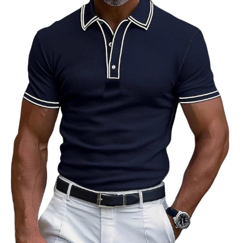 Men's Casual Lapel Slim Fit Short Sleeve Polo Shirt 