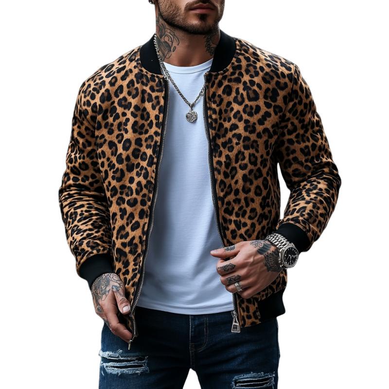 Men's Basics Leopard Print Bomber Jacket 
