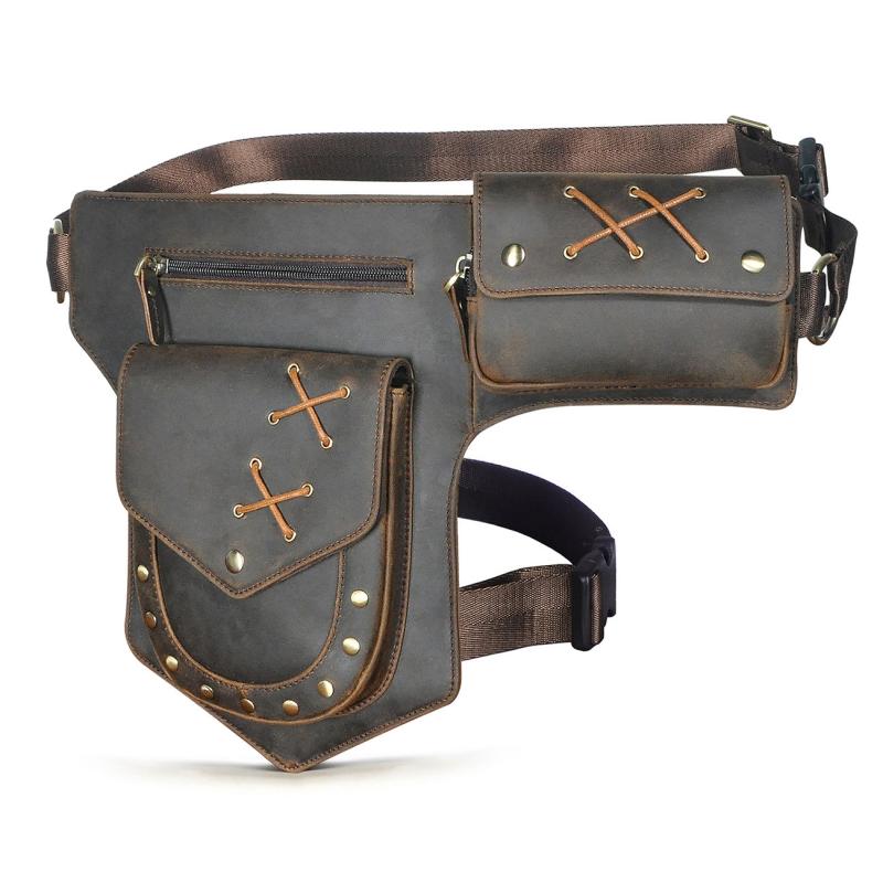 Men's Classic Retro Personality Outdoor  Leather  Waist Bag