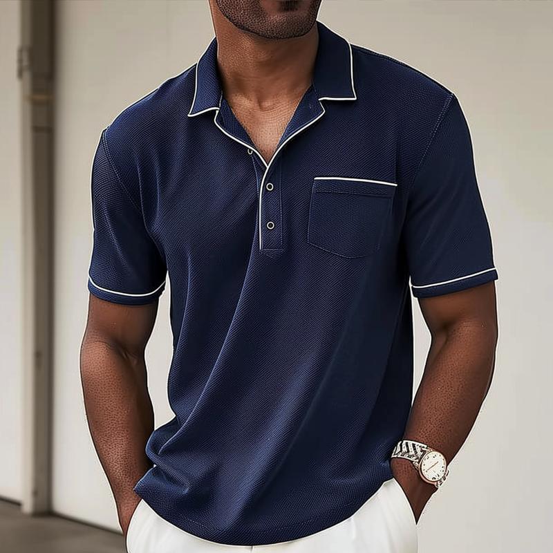 Men's Colorblock Lapel Short Sleeve Polo Shirt 