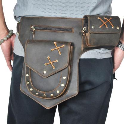 Men's Classic Retro Personality Outdoor  Leather  Waist Bag