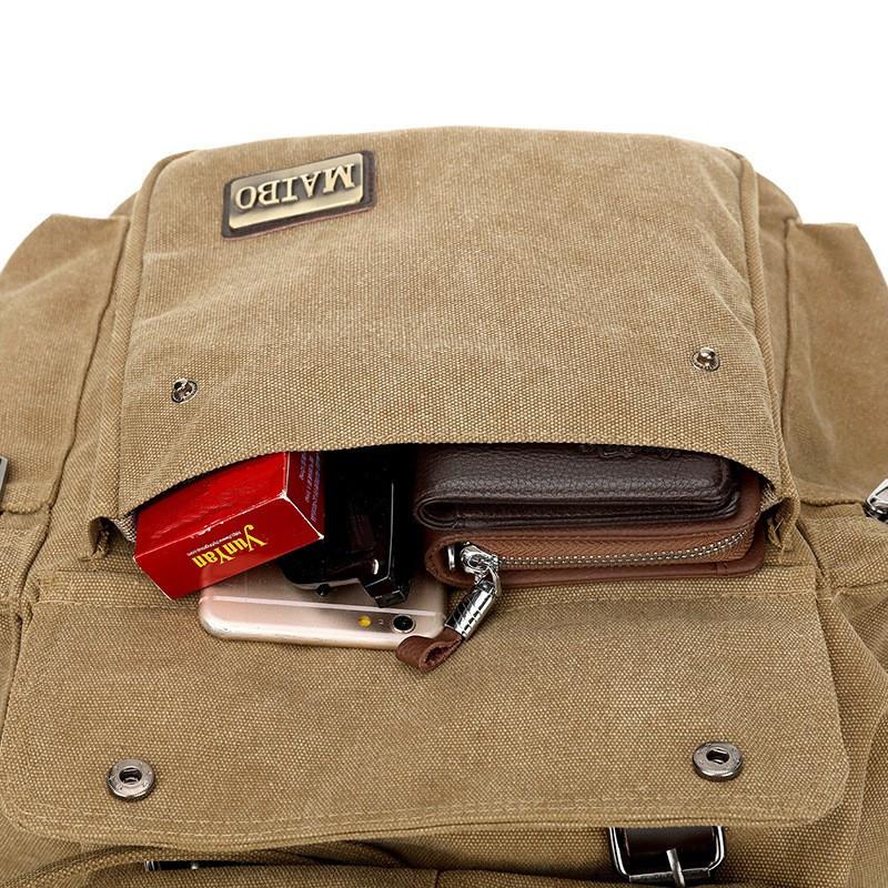 Men's Retro Outdoor Large Capacity Multi-Pocket Canvas Backpack 