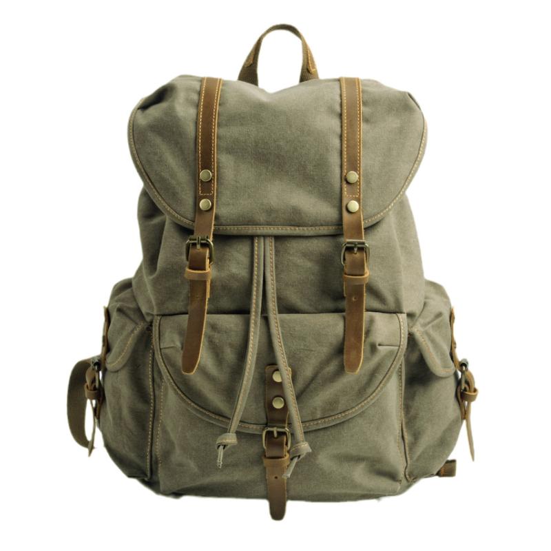 Men's Retro Outdoor Large Capacity Multi-Pocket Canvas Backpack 