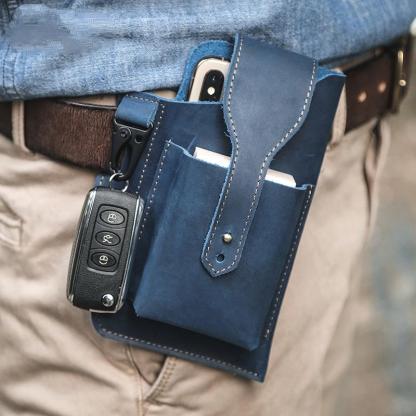 Men's Retro Casual Cell Phone Leather Waist Bag