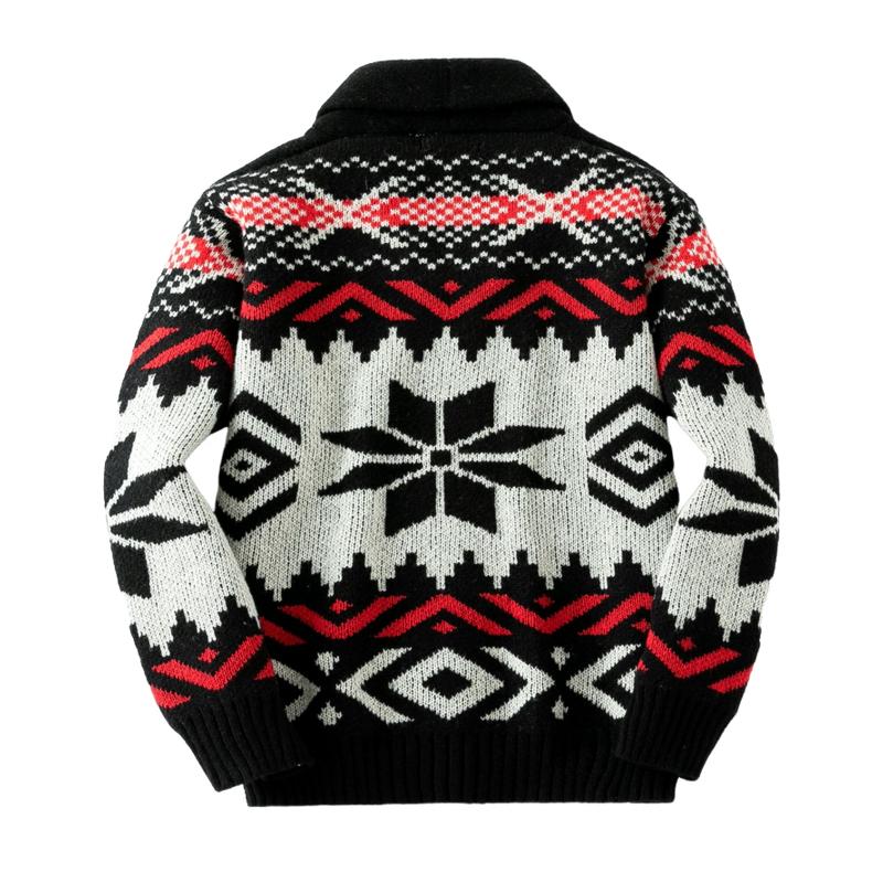 Men's Vintage Christmas Jacquard Lapel Single Breasted Knit Cardigan 