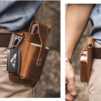 Men's Retro Casual Cell Phone Leather Waist Bag