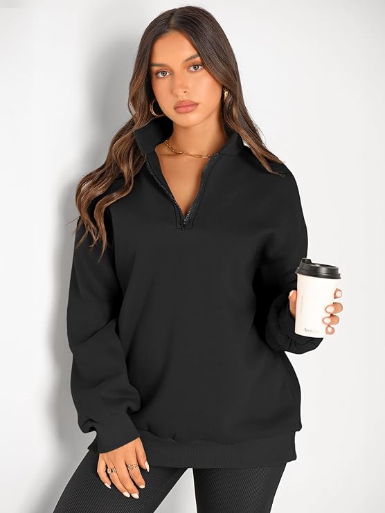Forset-snail Half zip up pullover women,oversized hoodie,quarter zipper sweatshirts,drop shoulder collar