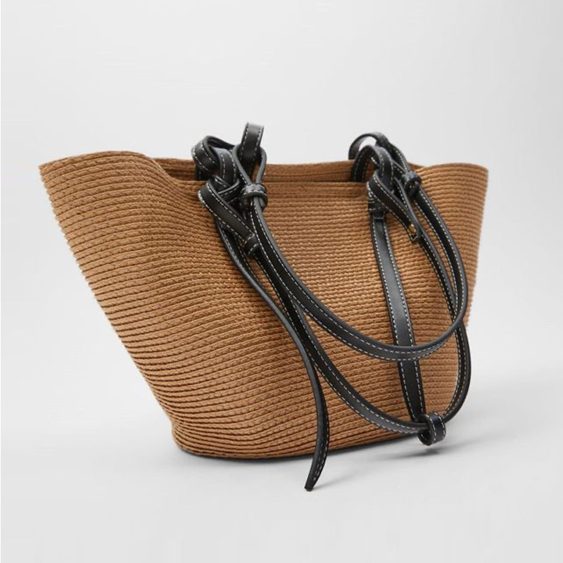 New straw bag color patchwork basket bag large capacity hand-woven bag female fashion beach holiday beach bag