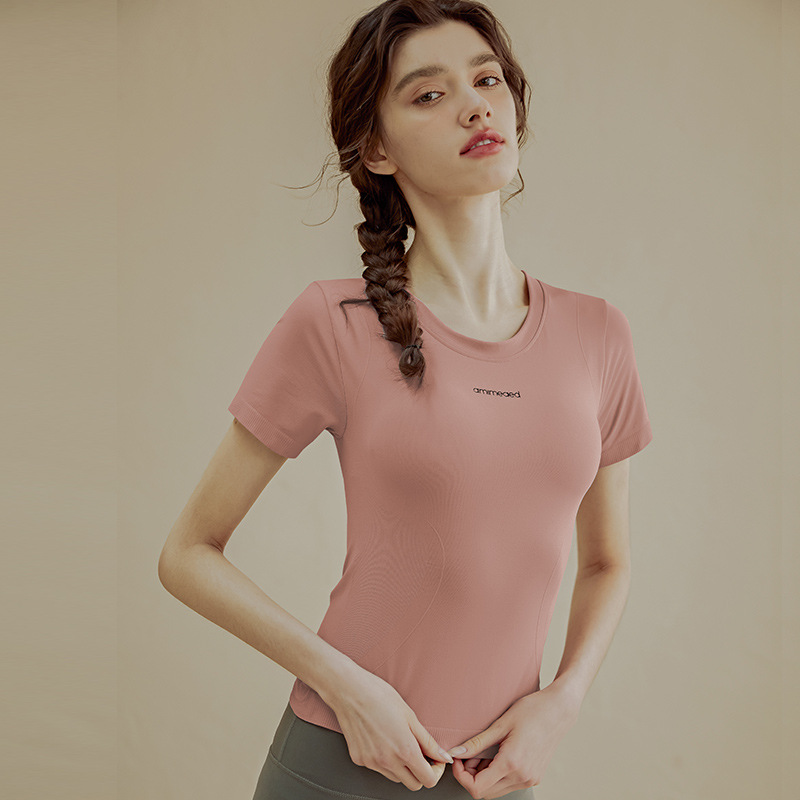 Quick-drying sports top women's short-sleeved T-shirt Breathable running slim-fit training tight yoga wear summer thin fitness wear