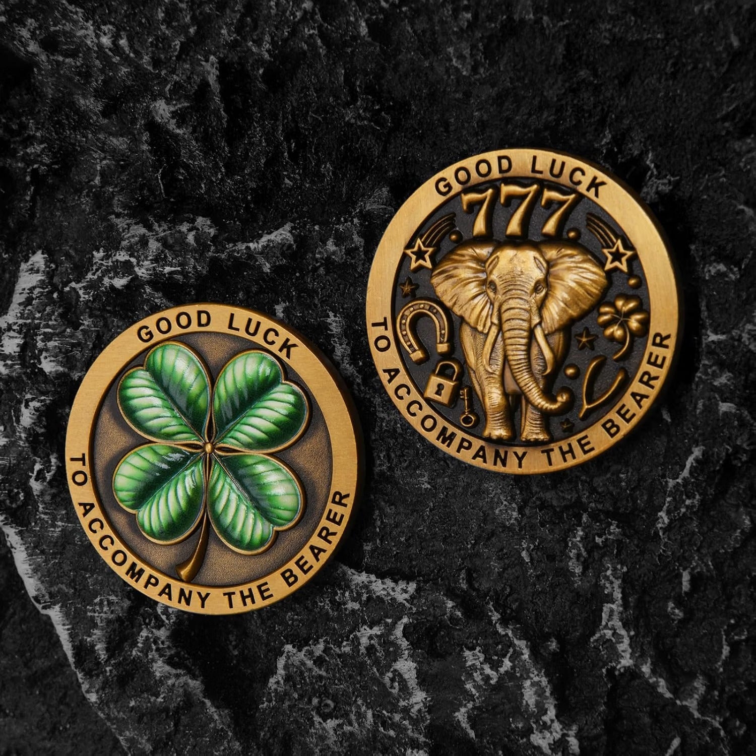 Lucky Elephant & Four-Leaf Clover Keepsake Coin