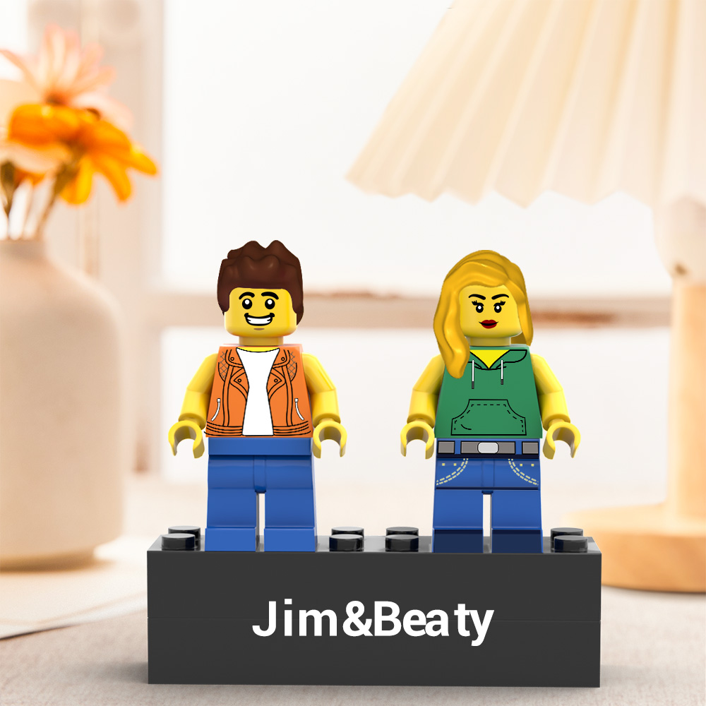 Custom Couple Minifig Personalized Minifig With Engraved Base and Display Box Gift For Lovers On Valentine's Day