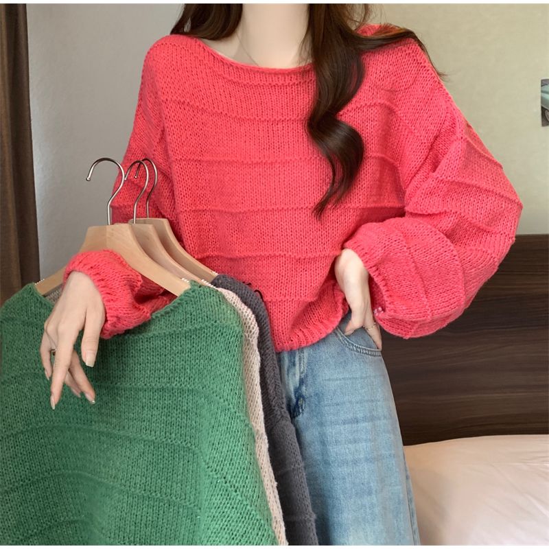 韓版慵懶風甜美潮流套頭寬鬆毛衣針織衫