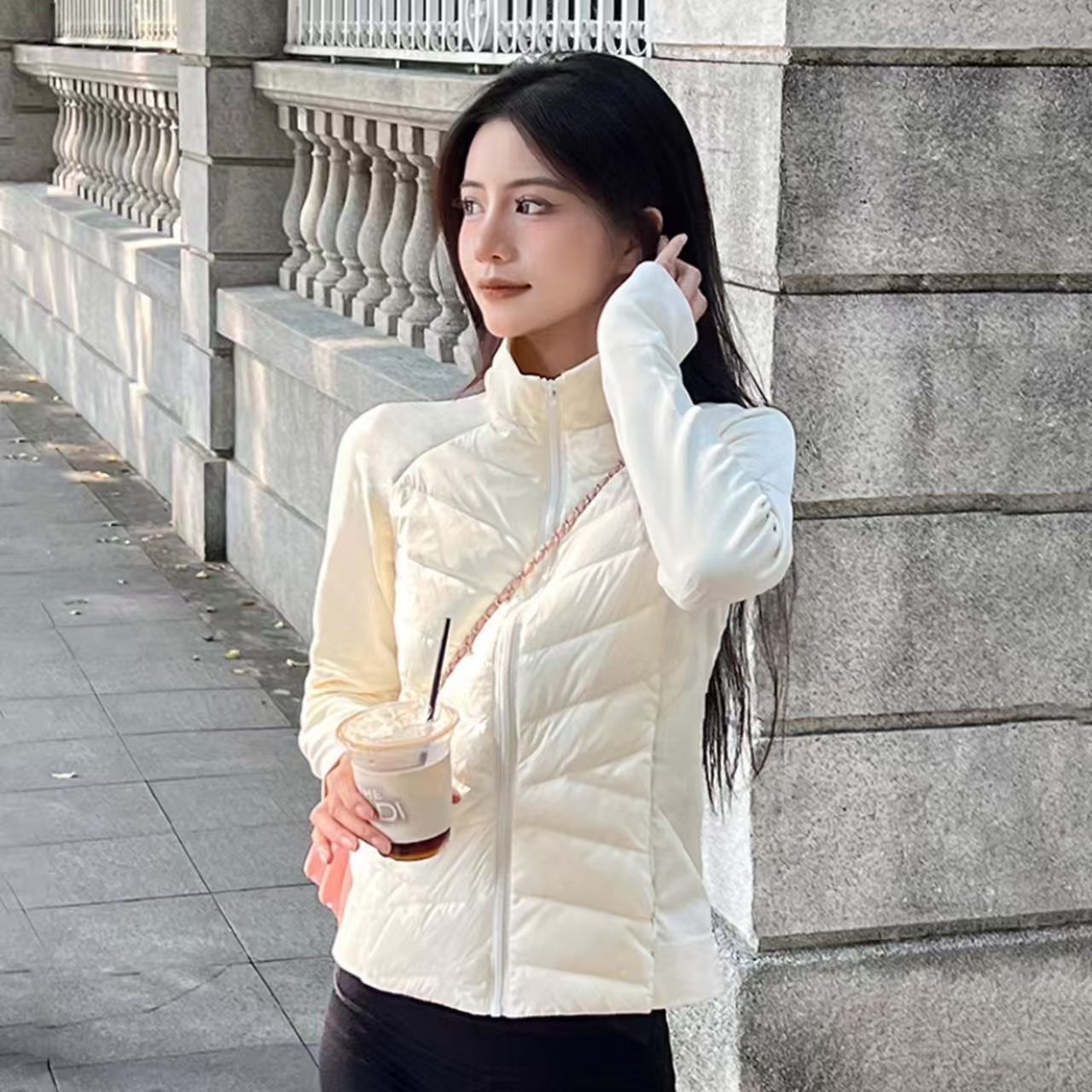 輕薄防風保暖修身運動石墨烯棉服外套