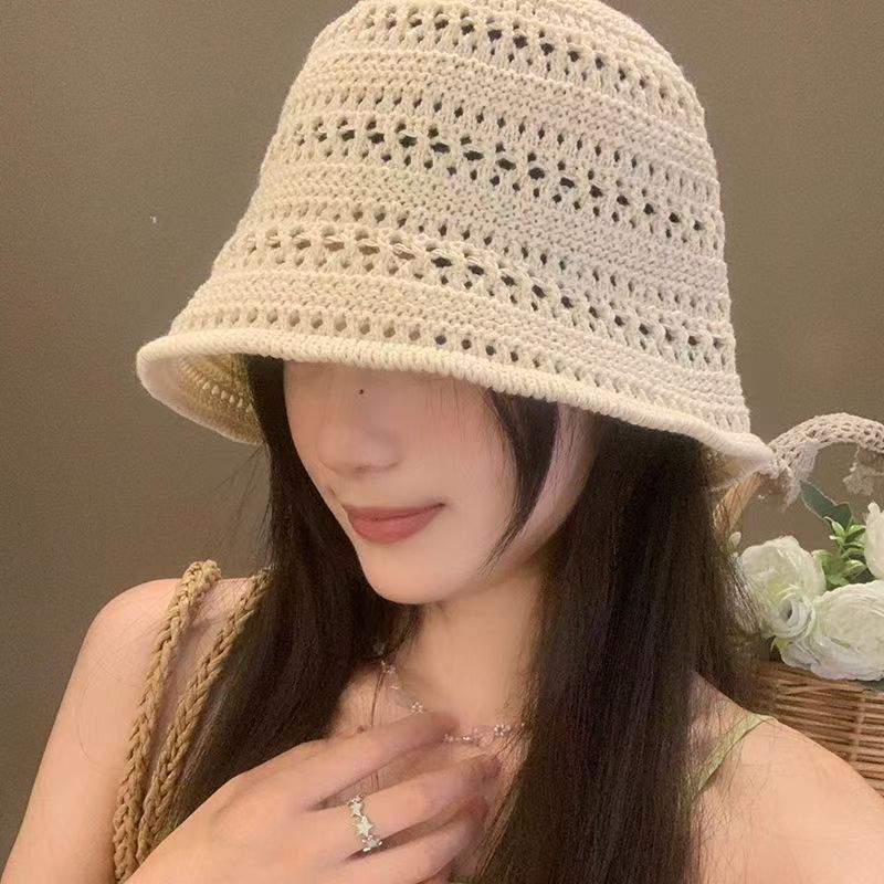 鏤空漁夫帽透氣針織薄款防曬遮陽帽-HaloBless