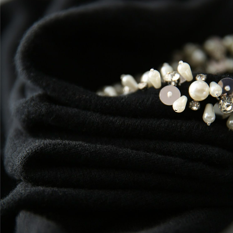 圓領釘珠寬鬆顯瘦氣質大碼針織開衫