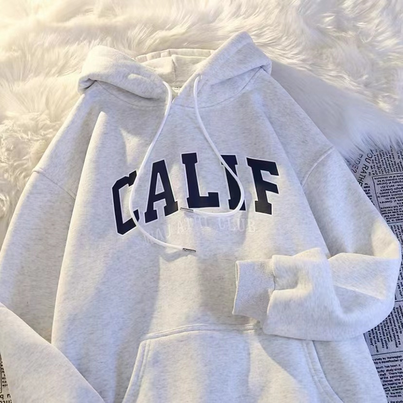 美式復古字母印花休閒百搭帽T-HaloBless