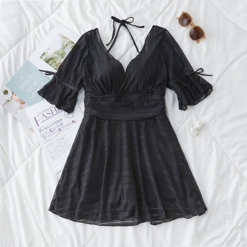 韓版設計感小眾清新遮肚顯瘦聚攏連體式泳衣