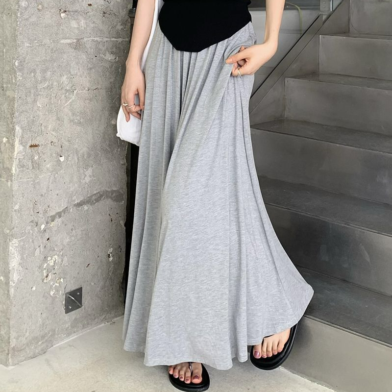 托腹冰絲莫代爾外穿薄款寬鬆加長裙褲-HaloBless