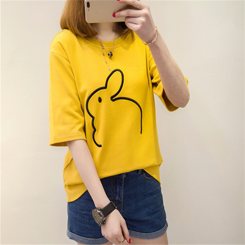 韓版百搭休閒簡約兔子寬鬆短袖