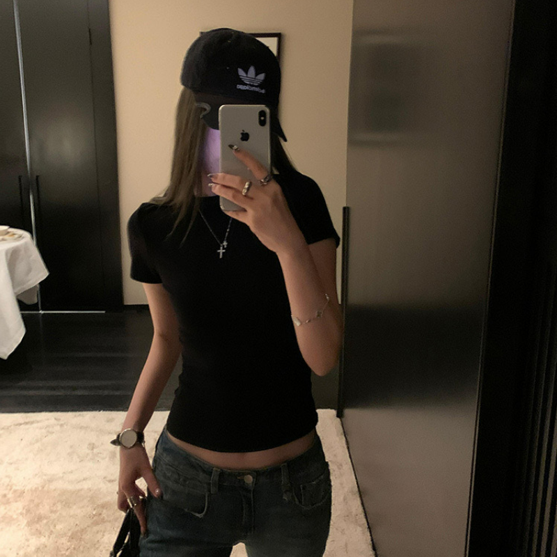 (多色可選)修身顯瘦圓領正肩百搭簡約短袖T恤