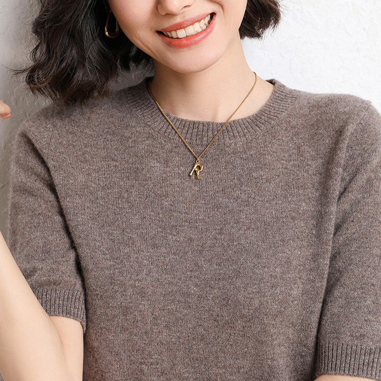 八色春夏圓領半袖針織T恤-HaloBless