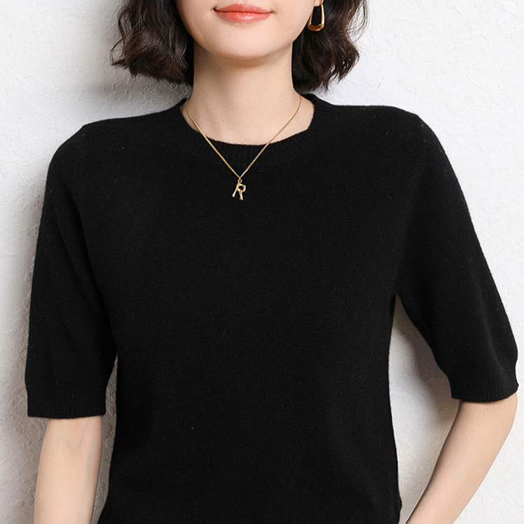 八色春夏圓領半袖針織T恤-HaloBless