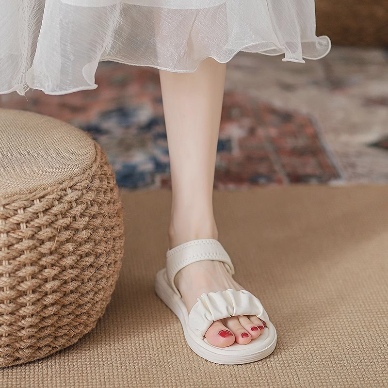 夏季魔術貼軟底防滑羅馬沙灘鞋