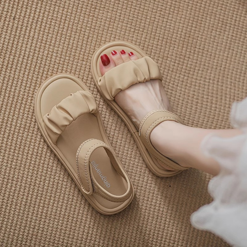 夏季魔術貼軟底防滑羅馬沙灘鞋