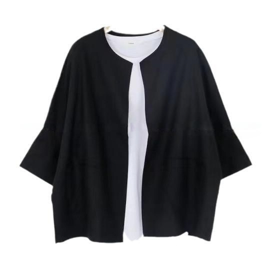 氣質優雅簡約寬松舒適七分袖薄款短外套-HaloBless