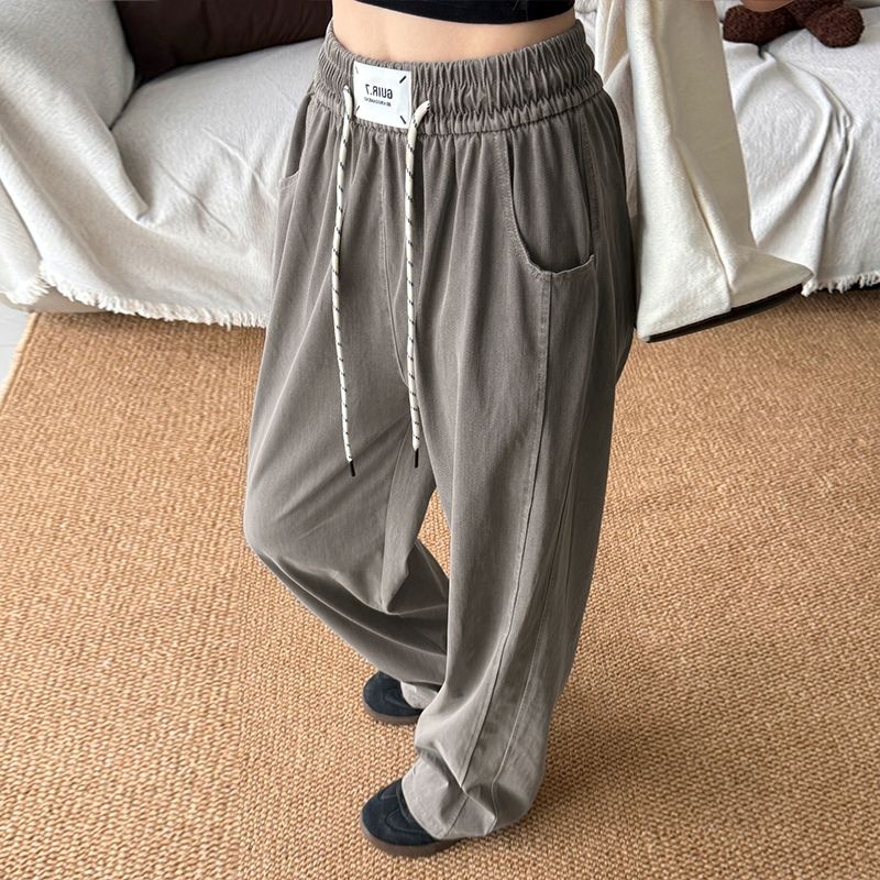 高腰垂感直筒寬鬆顯瘦闊腿休閒天絲牛仔褲-HaloBless