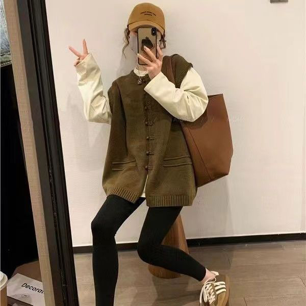 韓版慵懶風寬鬆無袖背心遮肉針織馬甲-HaloBless