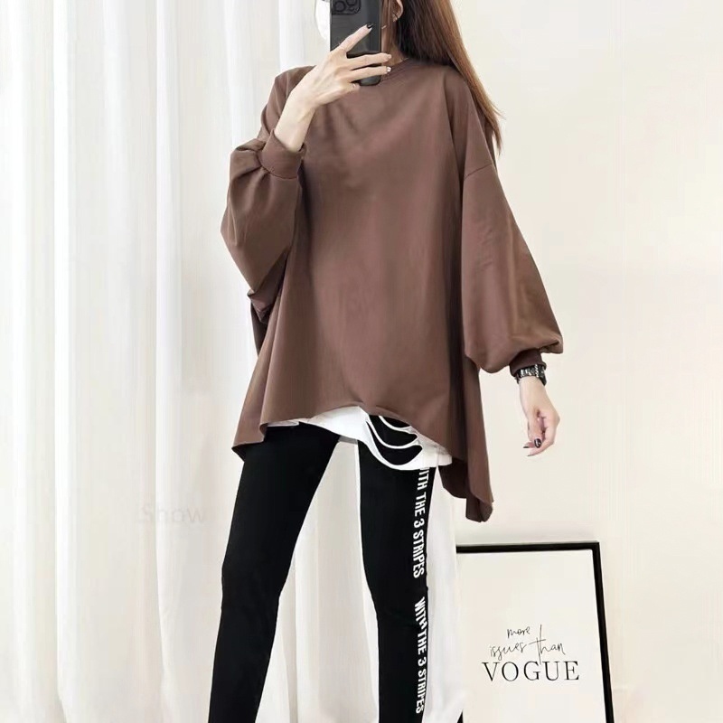 大碼多巴胺寬鬆休閒顯瘦不規則衛衣-HaloBless