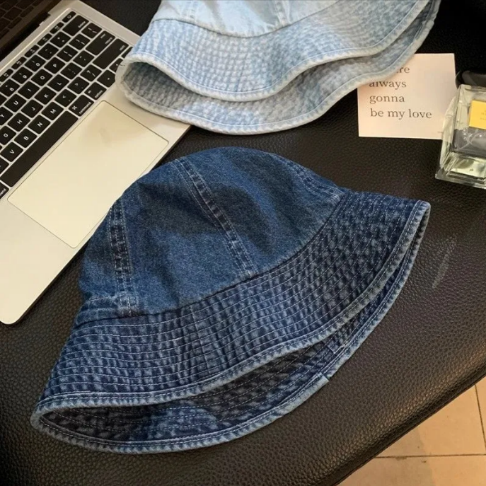 大頭圍遮陽防曬盆帽百搭顯臉牛仔漁夫帽-HaloBless