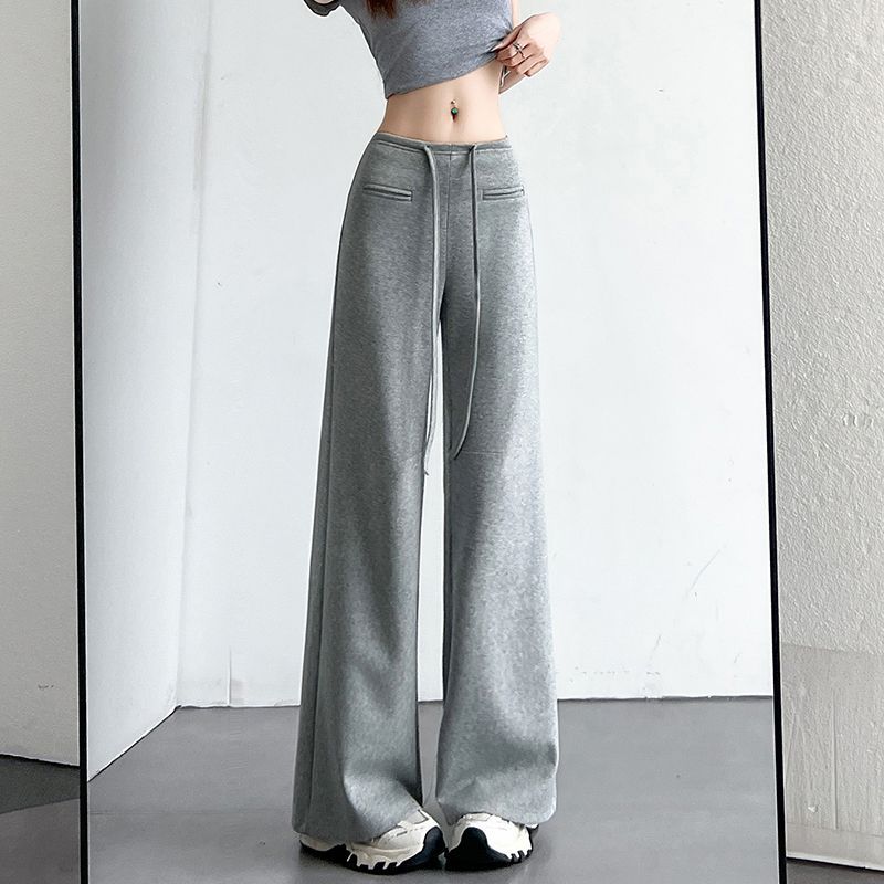 美式微喇高腰顯瘦垂感休閑衛褲慵懶闊腿褲-HaloBless