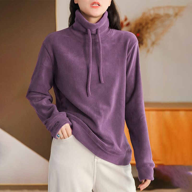 大碼雙面絨文藝刷毛寬鬆休閒百搭長袖T恤