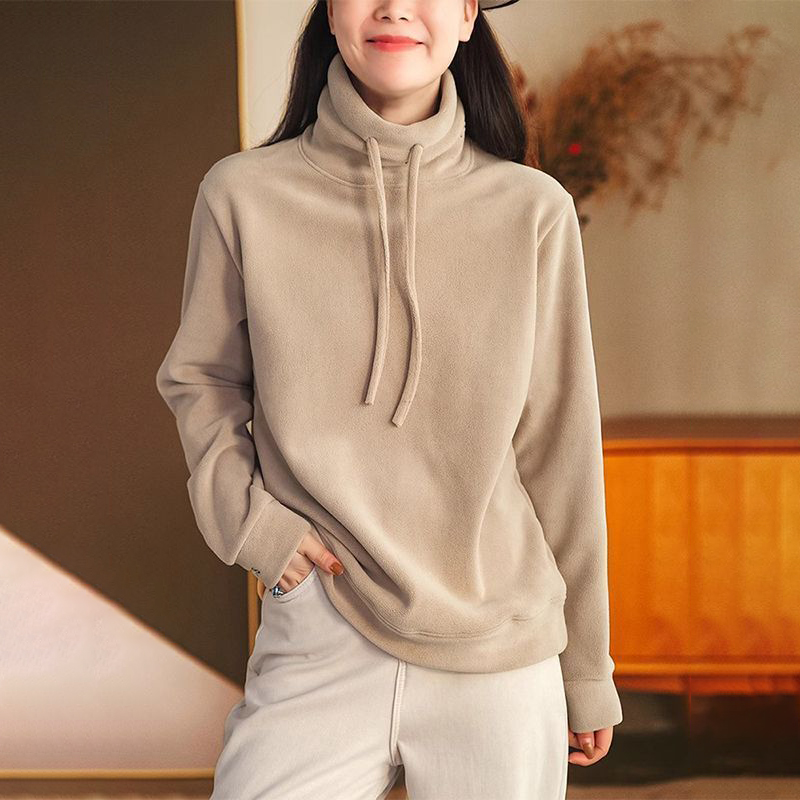 大碼雙面絨文藝刷毛寬鬆休閒百搭長袖T恤