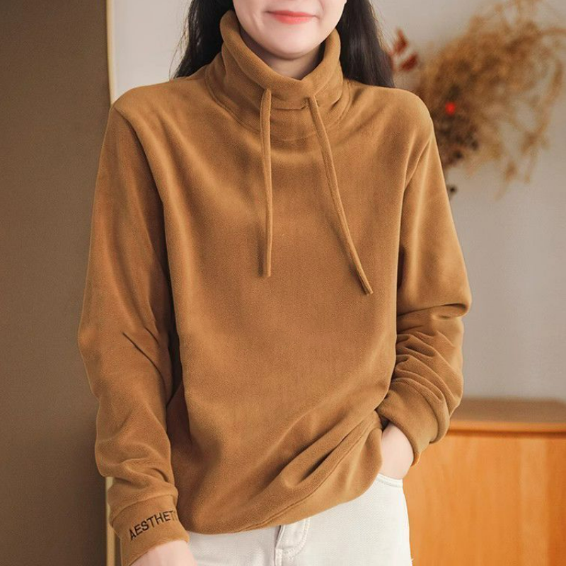 大碼雙面絨文藝刷毛寬鬆休閒百搭長袖T恤