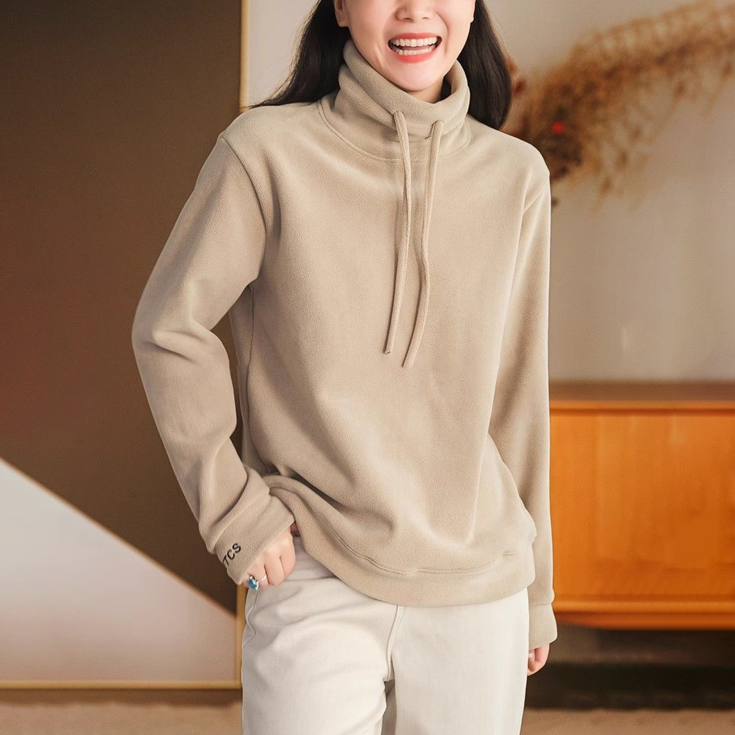 大碼雙面絨文藝刷毛寬鬆休閒百搭長袖T恤