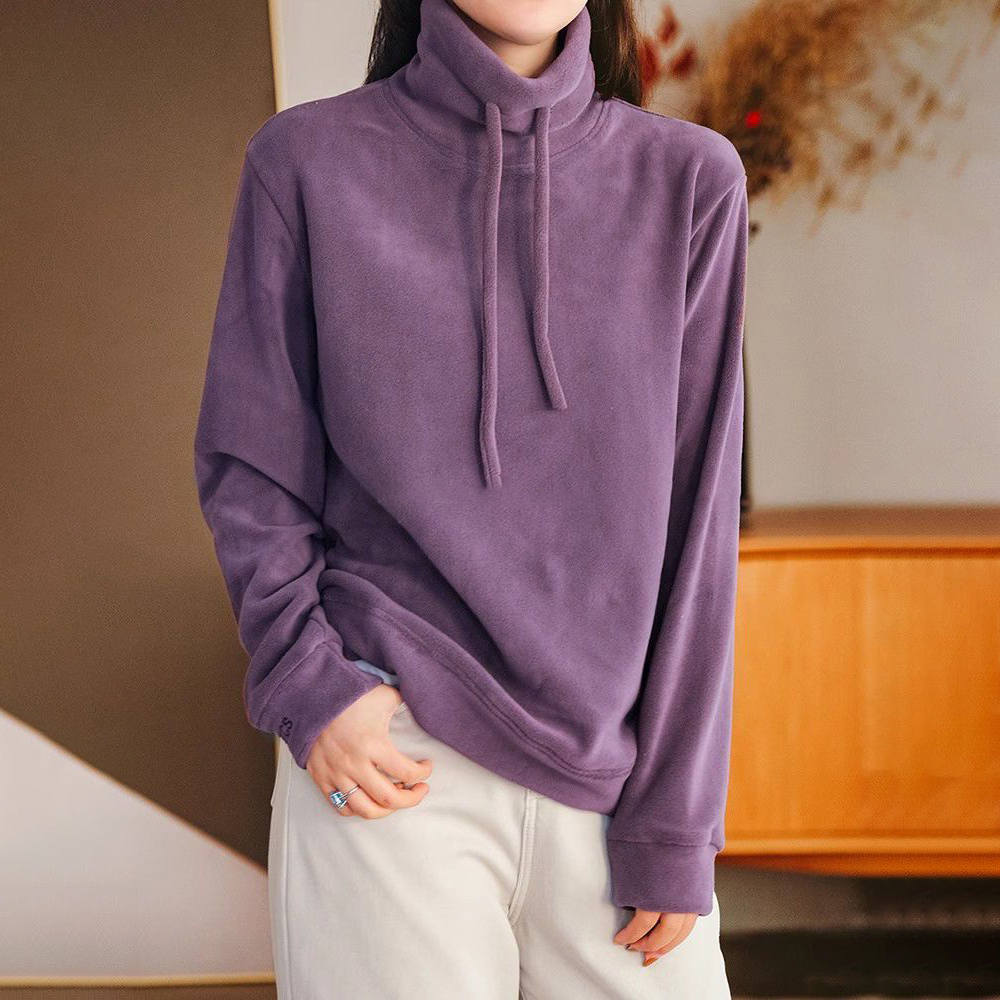 大碼雙面絨文藝刷毛寬鬆休閒百搭長袖T恤