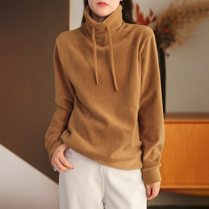 大碼雙面絨文藝刷毛寬鬆休閒百搭長袖T恤