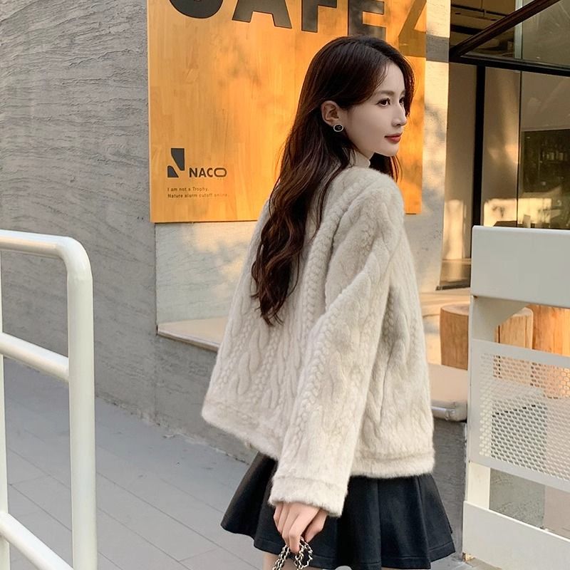 小香風高級感加厚圓領時尚夾棉洋氣外套