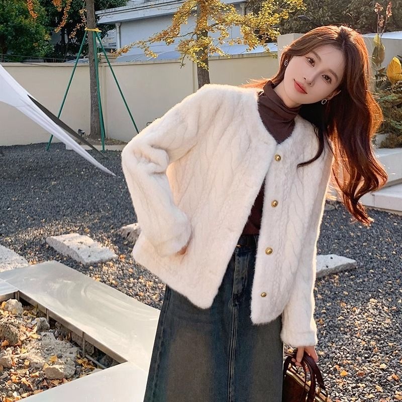 小香風高級感加厚圓領時尚夾棉洋氣外套