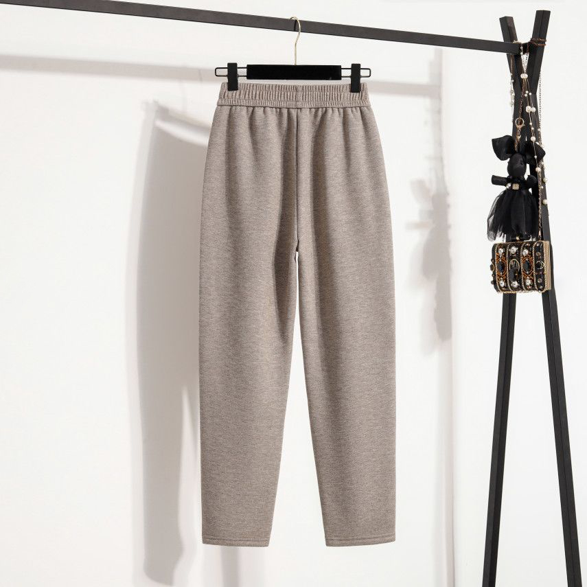 毛呢寬鬆軟糯遮肉顯瘦刷毛加厚休閒褲