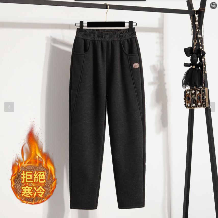 毛呢寬鬆軟糯遮肉顯瘦刷毛加厚休閒褲