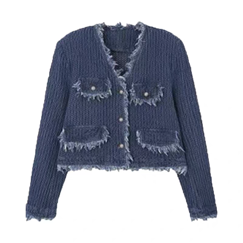 【單件/套裝】高級感毛邊小香風外套+設計感襯衫+高腰半身裙三件套裝