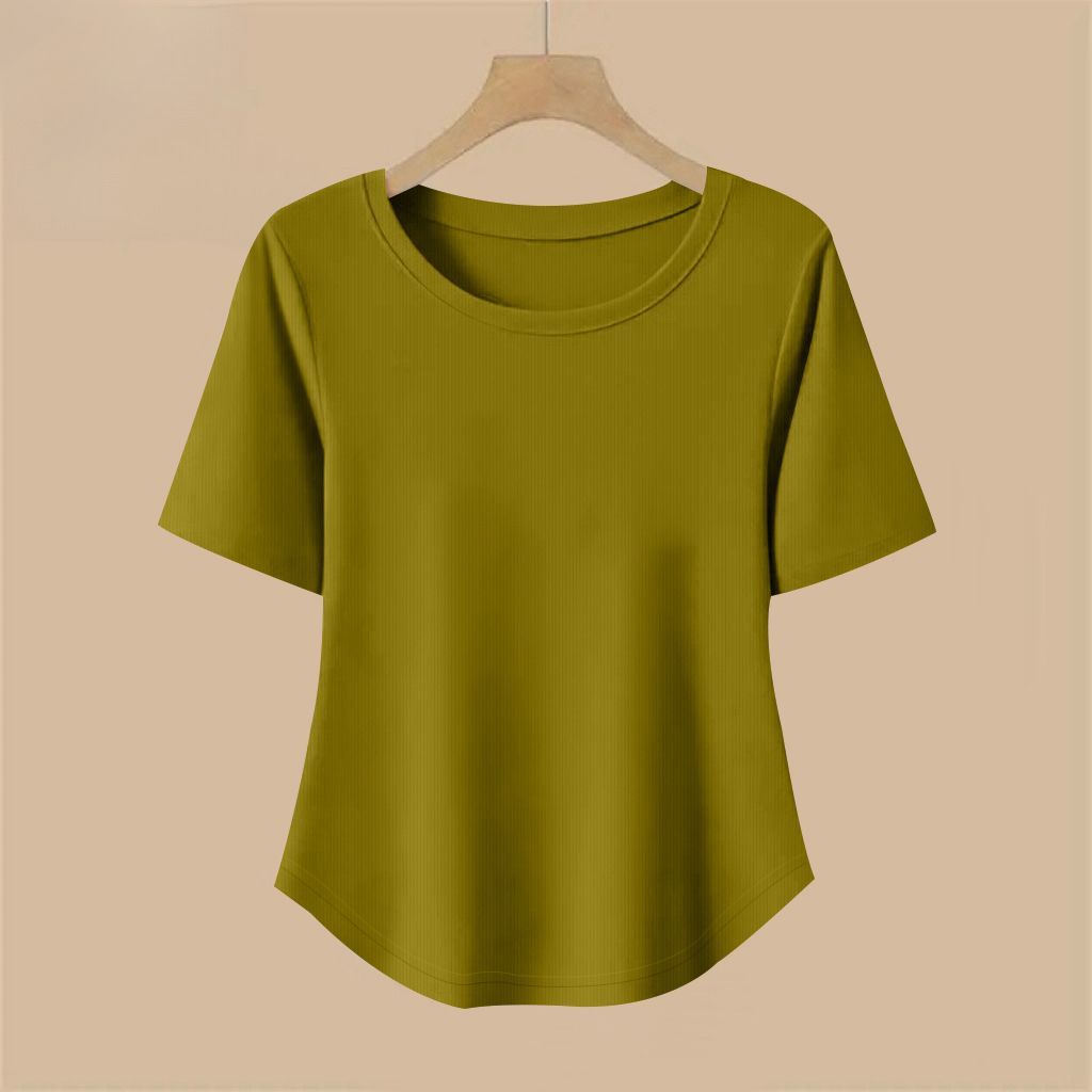 6色休閒正肩顯瘦百搭經典圓領短袖-HaloBless