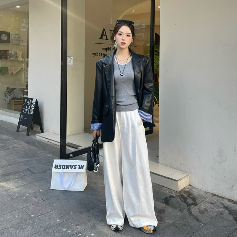 圓領撞色內搭設計感針織長袖T恤-HaloBless